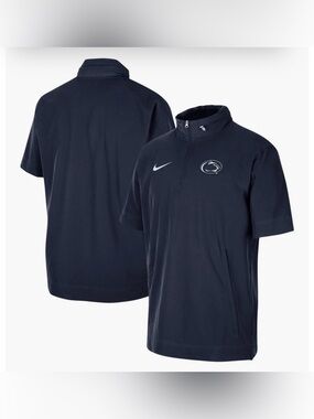 Men's Nike Navy Penn State Nittany Lions Coaches Quarter-Zip Short Sleeve Jacket